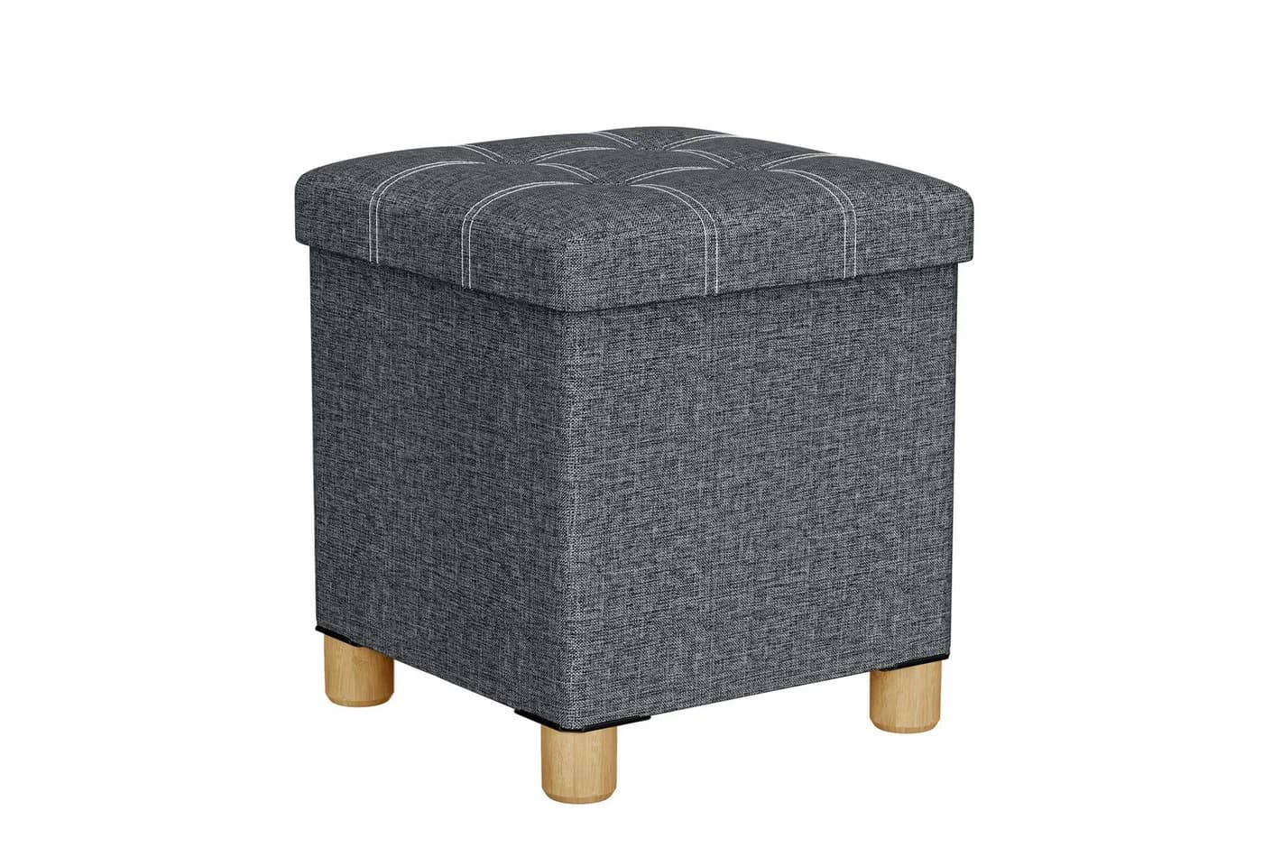 Oak&Tea Stauraumhocker Sitzhocker mit Stauraum – Klappbare Aufbewahrungsbox & Sitzwürfel Grau - Bild 2
