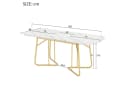 IDEASY Esstisch 140-180x80cm Luxus-Design MDF Gold Metallbeine Bild 3