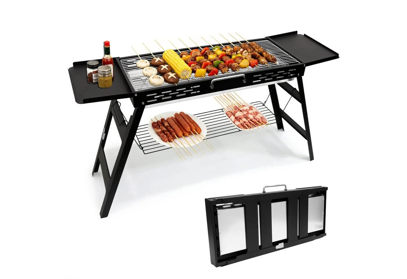 SunJas Holzkohlegrill K-603 Tragbar Klappgrill Schwarz - Bild 2