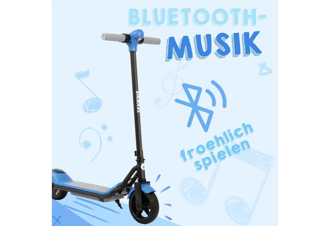 Vankel Elektro-Kinderroller 14 km/h LED-Lichter Blau - Bild 3