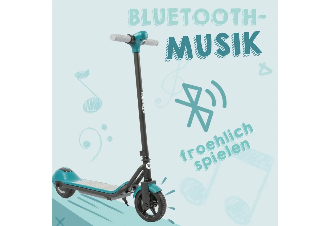 Vankel Elektro-Kinderroller 14 km/h Grün LED-Lichter Bluetooth - Bild 3