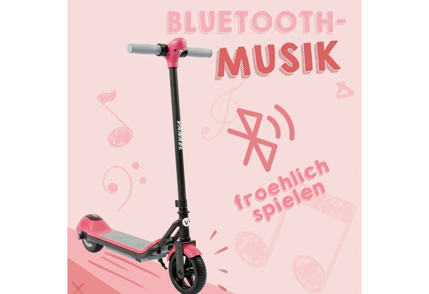 Vankel Elektro-Kinderroller 14 km/h LED-Lichter Rosa - Bild 3