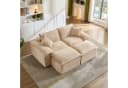 Vankel Modulares Schlafsofa 2-Sitzer Beige Cord mit Hocker Bild 2