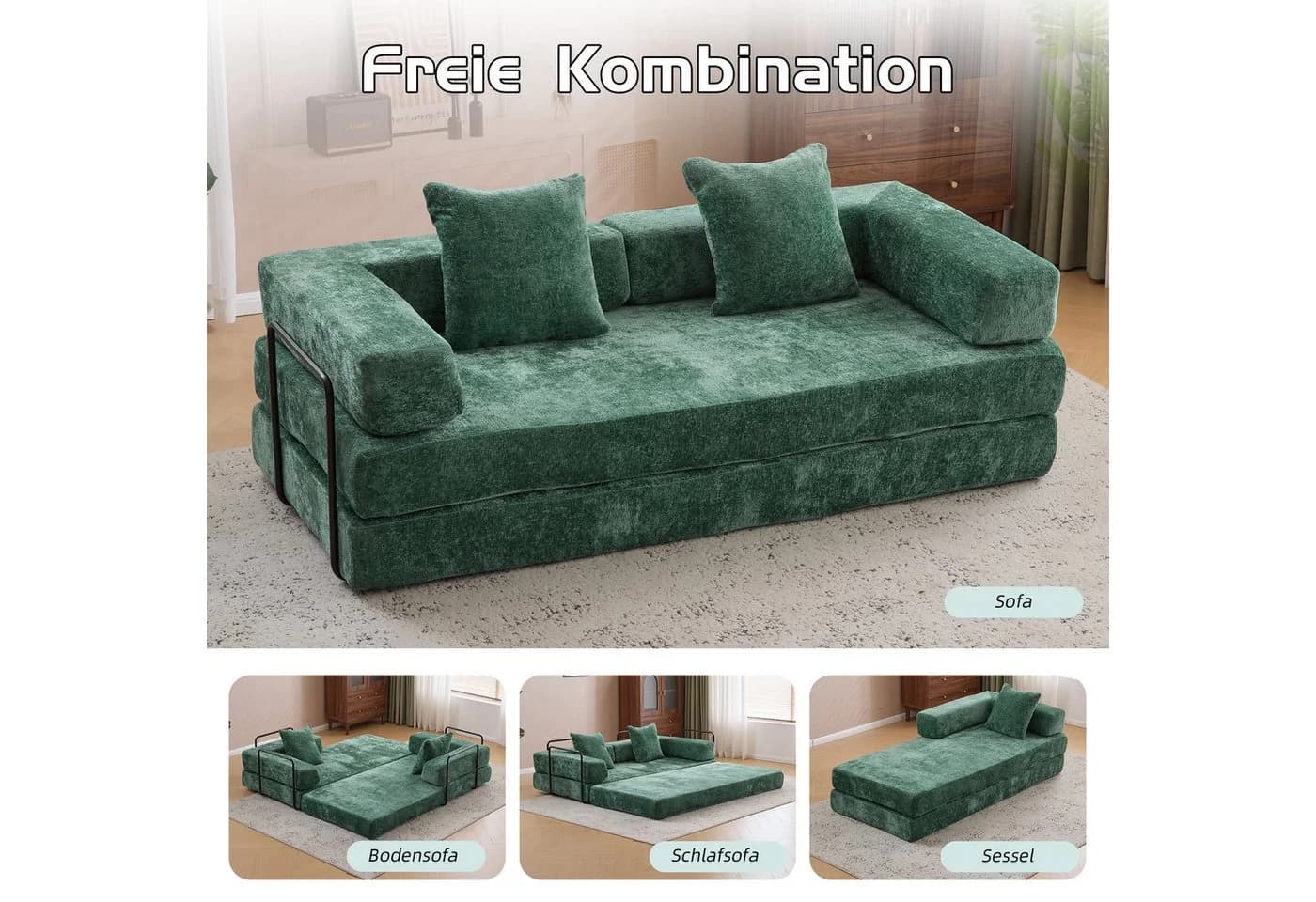 Vankel Loungesofa 4-in-1 mit Schlaffunktion Dunkelblau/Hellgrau - Bild 4