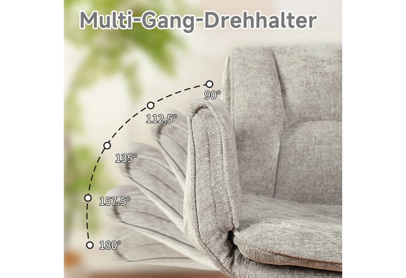 Vankel Chenille Bürostuhl mit verstellbaren Armlehnen und Lordosenstütze grau - Bild 3