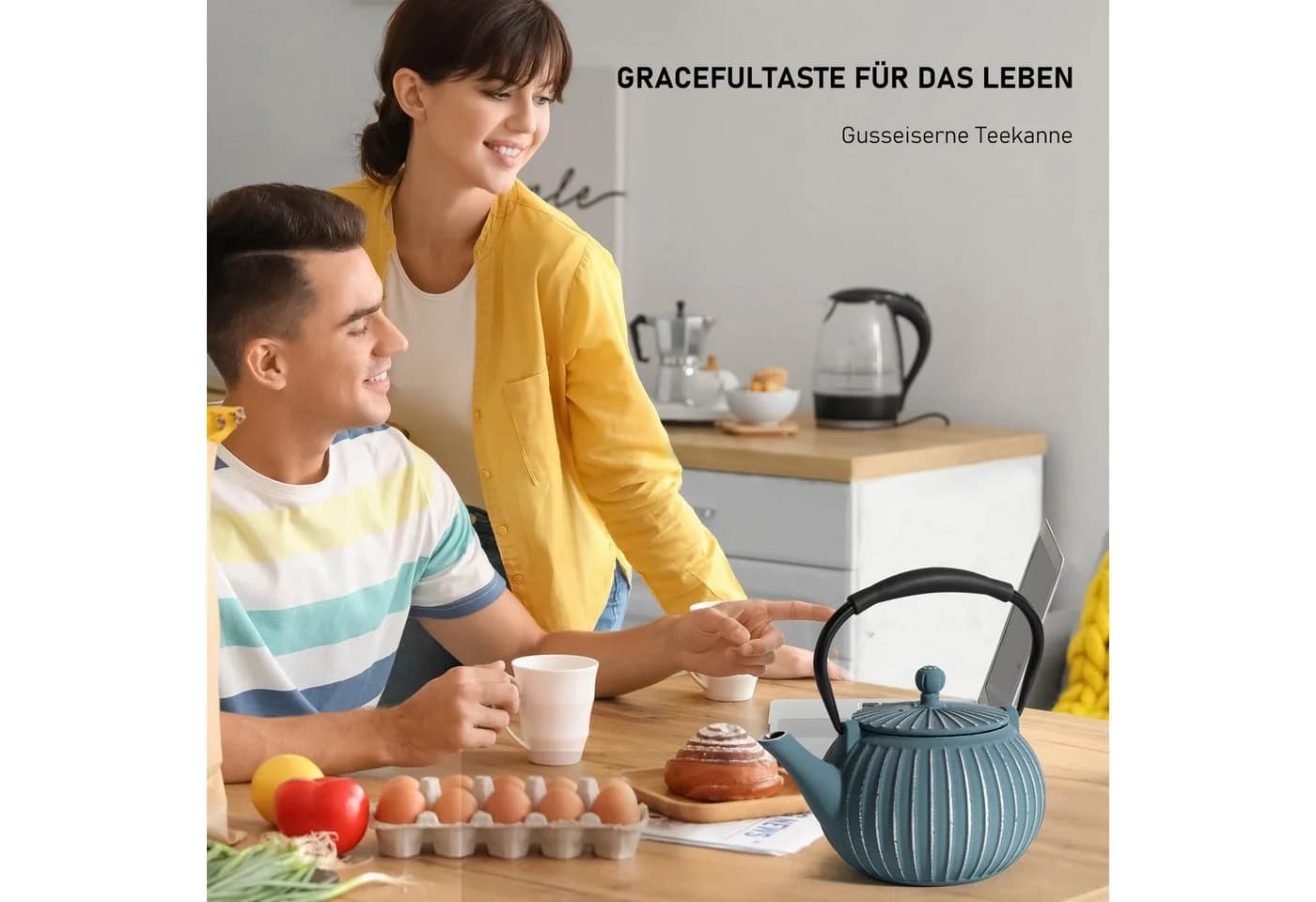 Vankel Gusseisen-Teekanne mit Edelstahlfilter & Verbrühschutzgriff