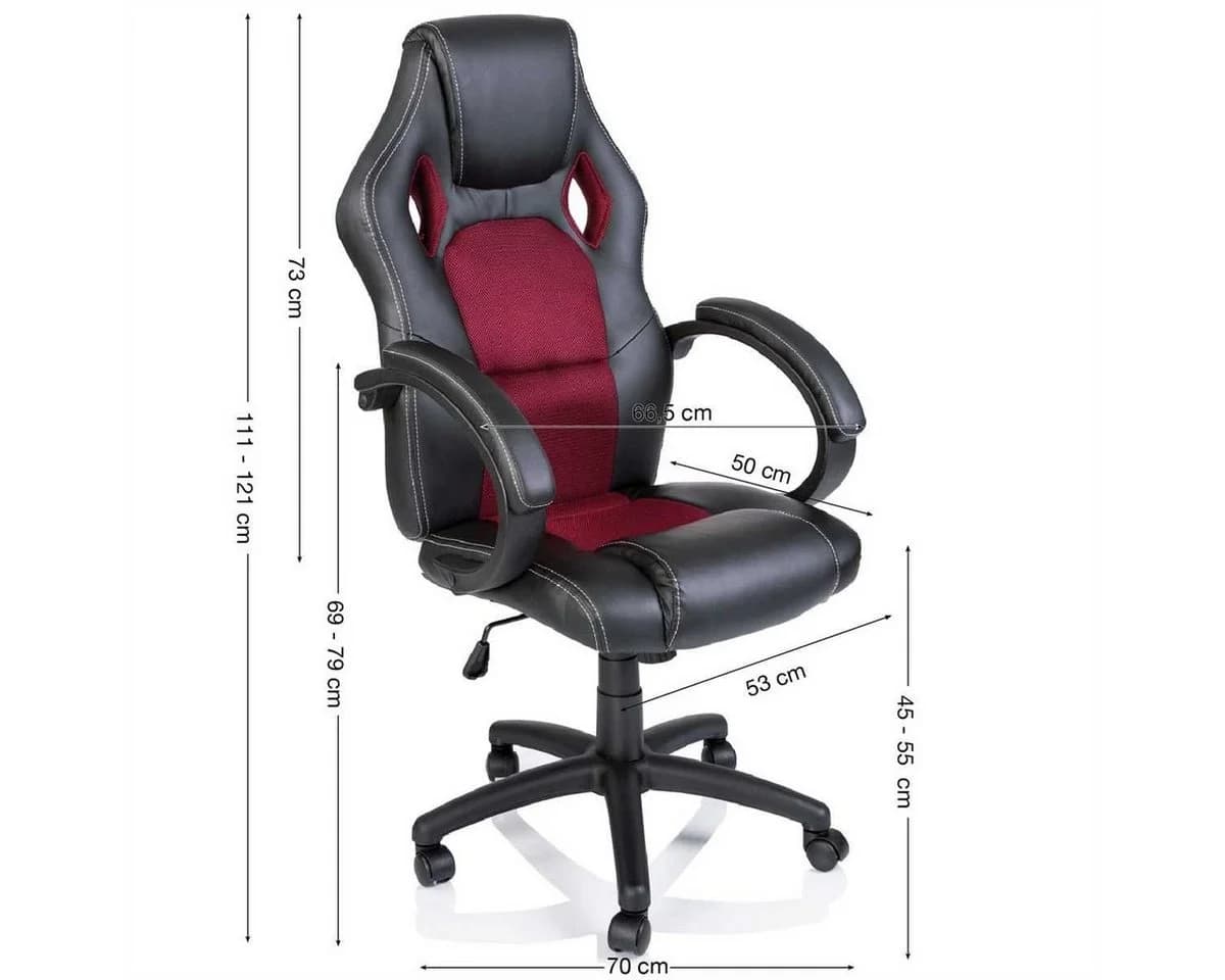 TRESKO Racing Chefsessel Bürostuhl Weinrot mit Wippmechanik