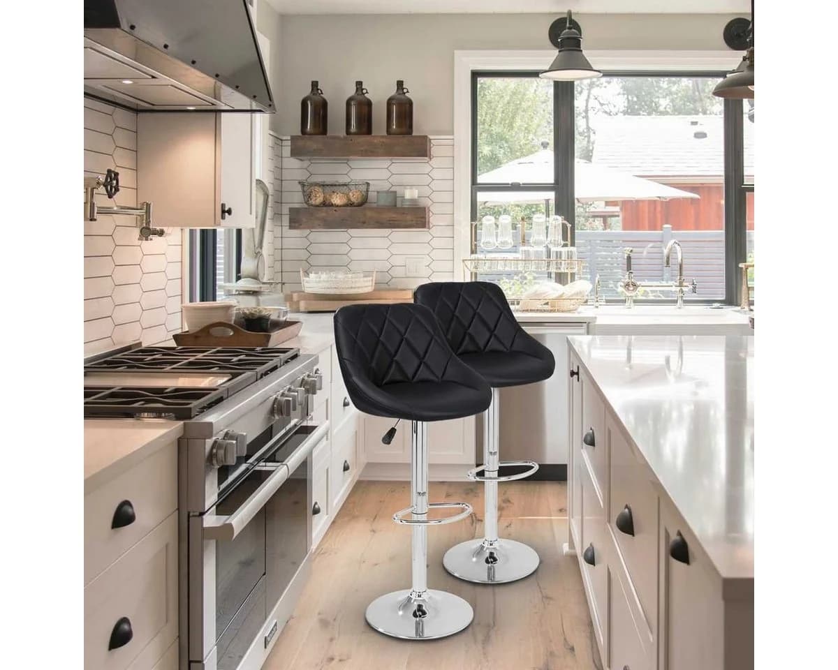 TRESKO Barhocker 2er Set mit Lehne Schwarz höhenverstellbar - Bild 5