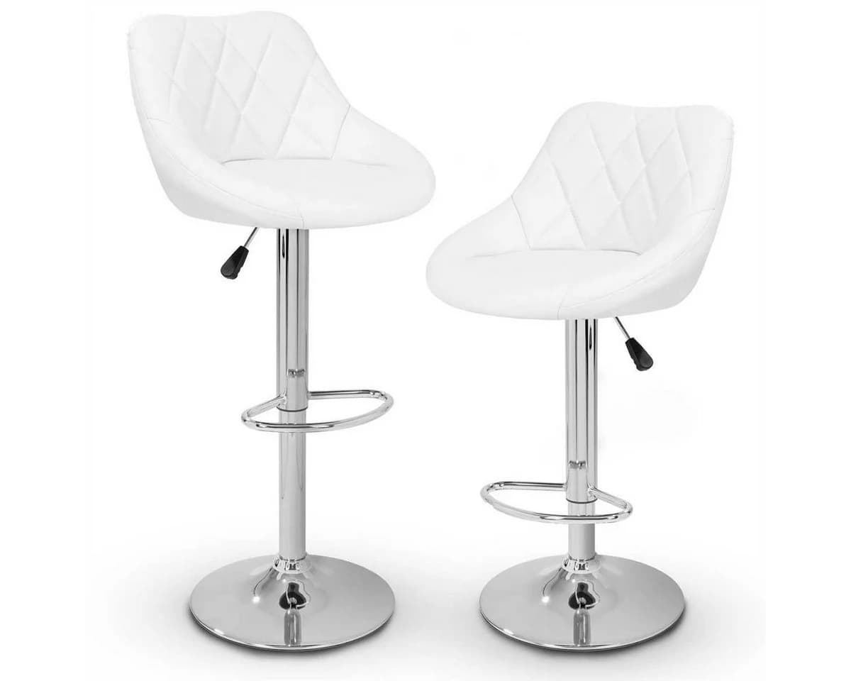 TRESKO Barhocker 2er Set mit Lehne Weiß