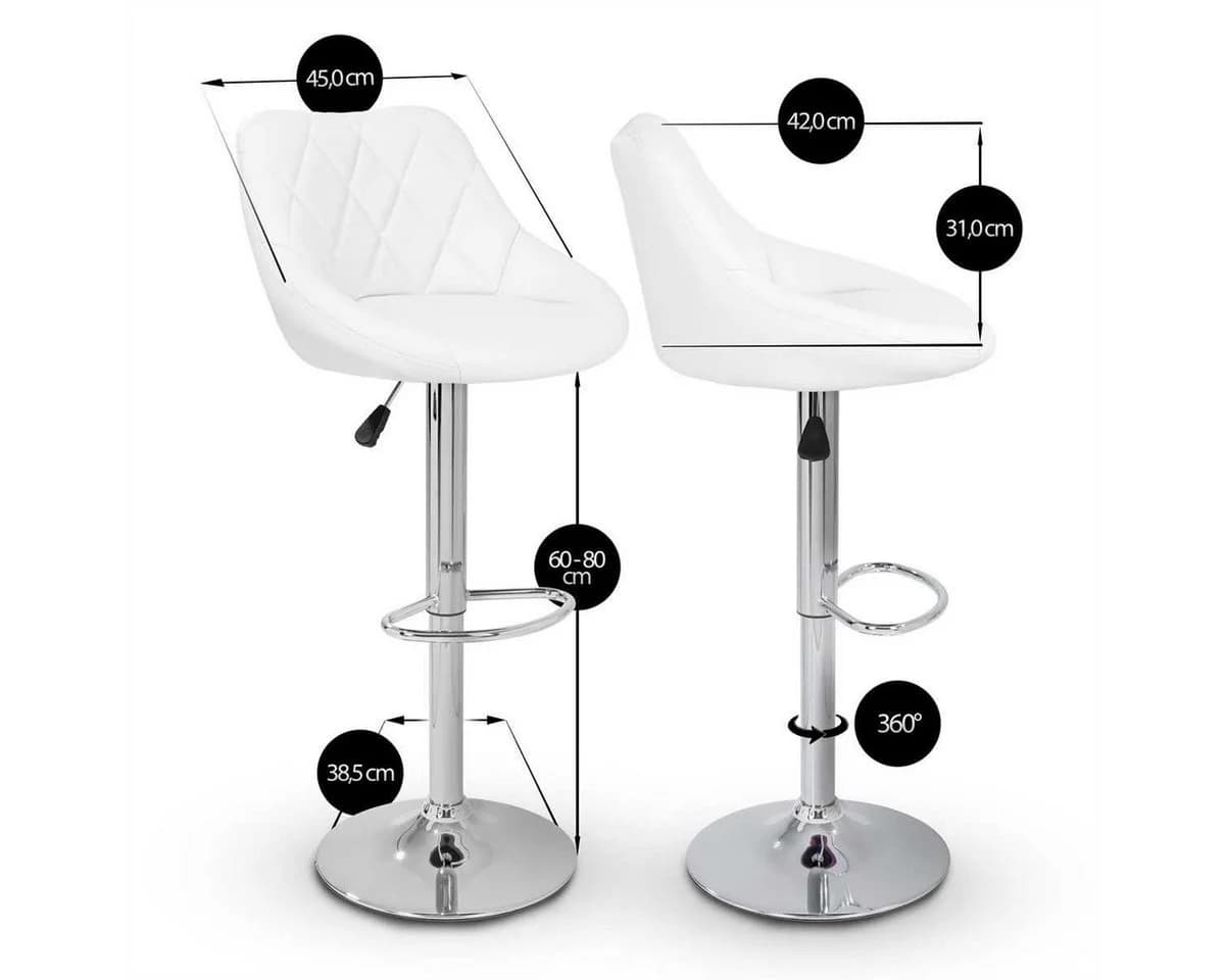 TRESKO Barhocker 2er Set mit Lehne Weiß - Bild 3