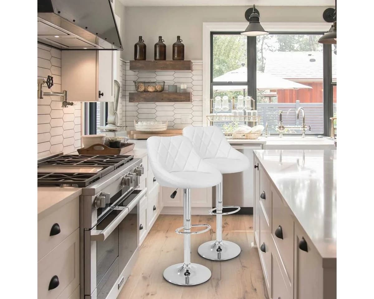TRESKO Barhocker 2er Set mit Lehne Weiß - Bild 5