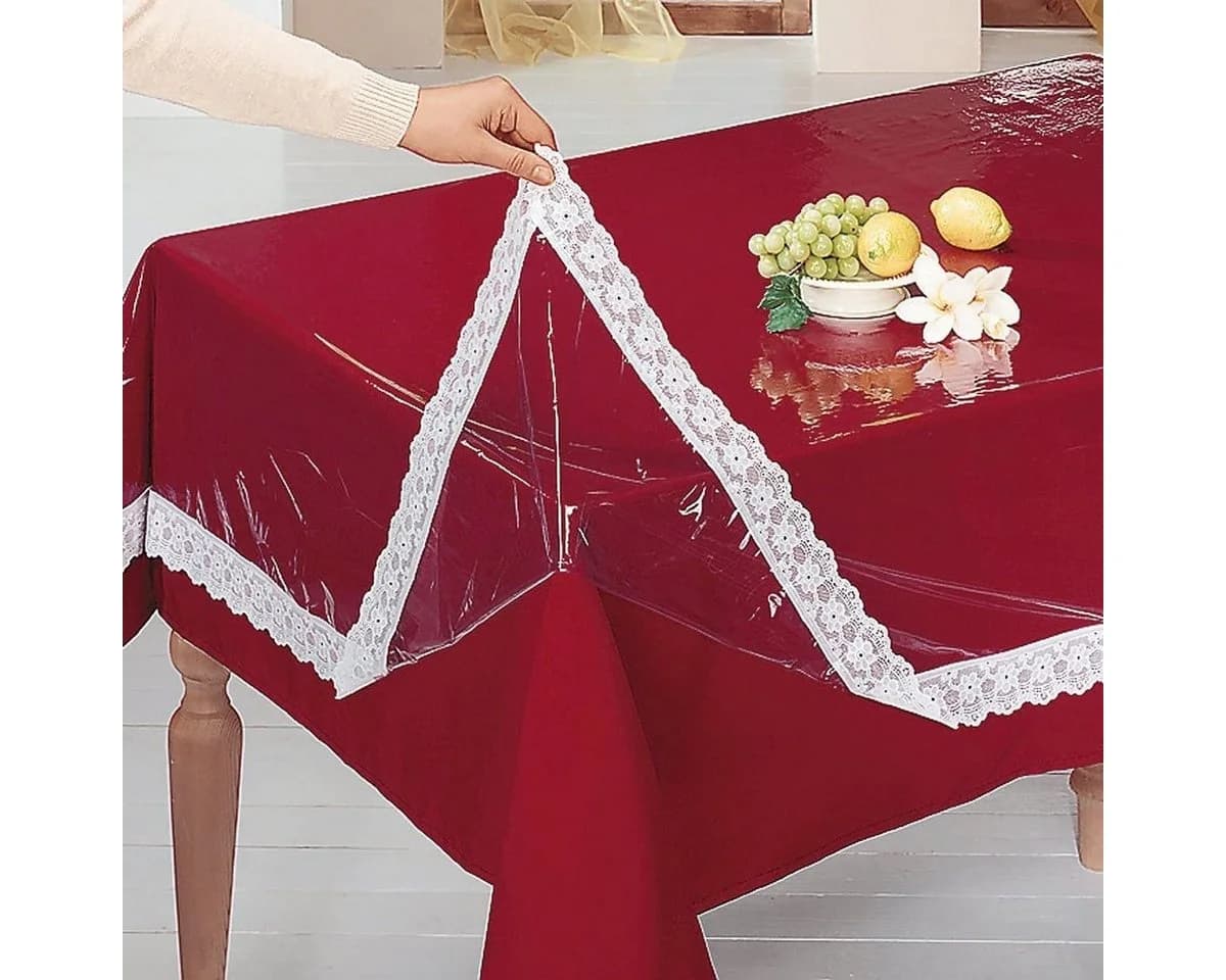 Peyer Syntex Transparente Tischdecke Schutzdecke mit weißer Spitze - Bild 4