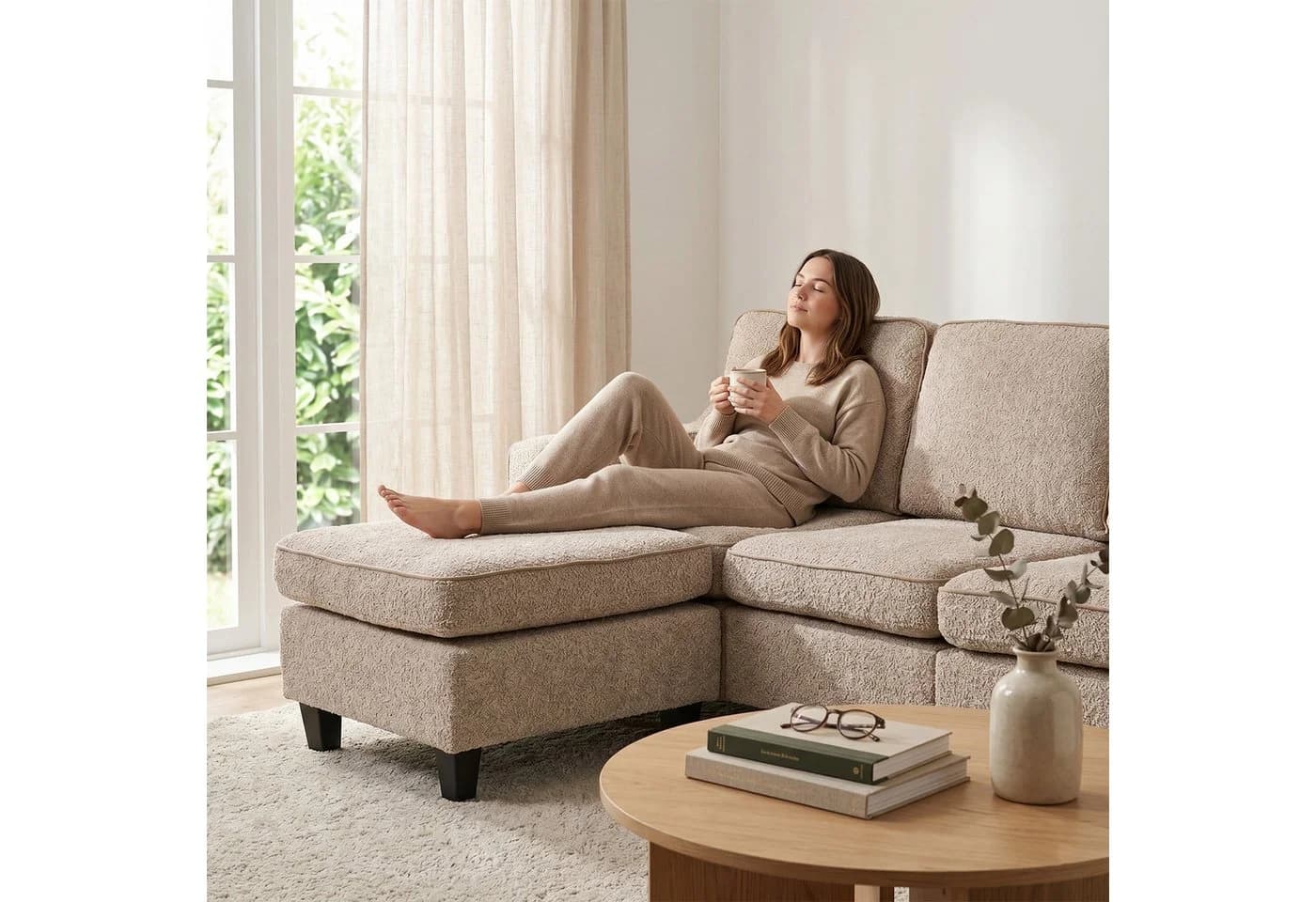 Jiexi Premium Modulsofa Set Beige Flexibles Wohnlandschaft-System - Bild 4