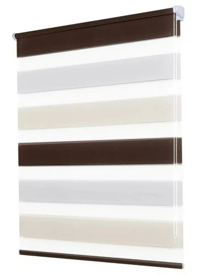 OUBO Doppelrollo ohne Bohren Weiß-Beige-Braun/Weiß-Grau-Anthrazit Klemmfix - Bild 2