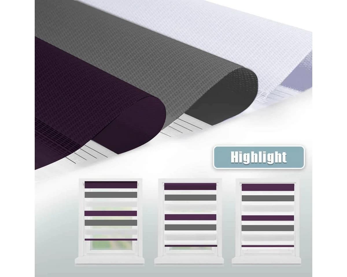 OUBO Doppelrollo Bohrfrei Schwarz-Weiß Klemmfix Lichtschutz - Bild 4