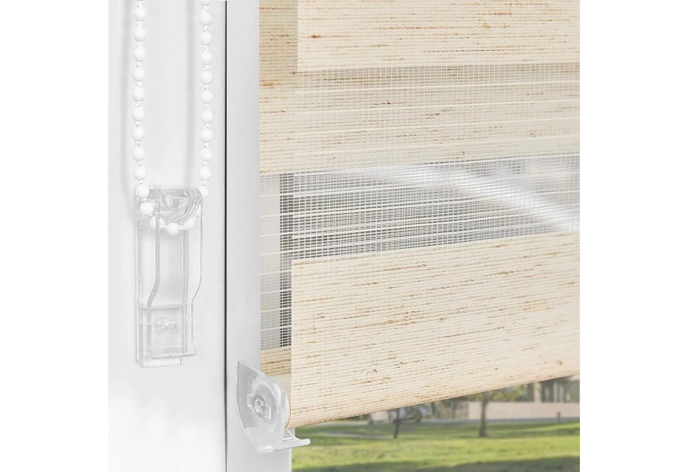 Doppelrollo Klemmfix ohne Bohren, Vkele, 230cm, Blickdicht Beige - Bild 4