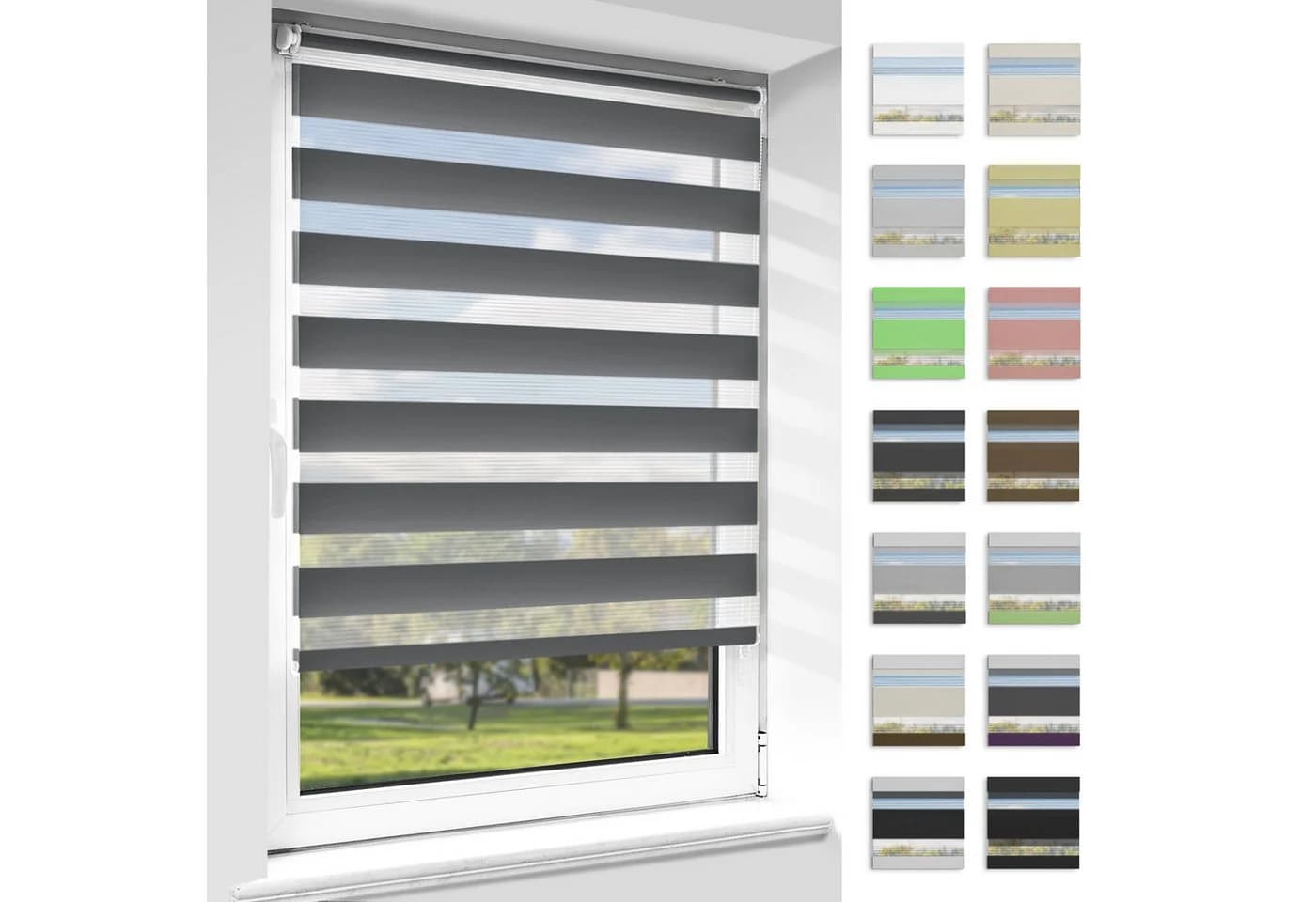 Doppelrollo Klemmfix ohne Bohren, Vkele, 230cm, Blickdicht für Fenster und Tür - Bild 2