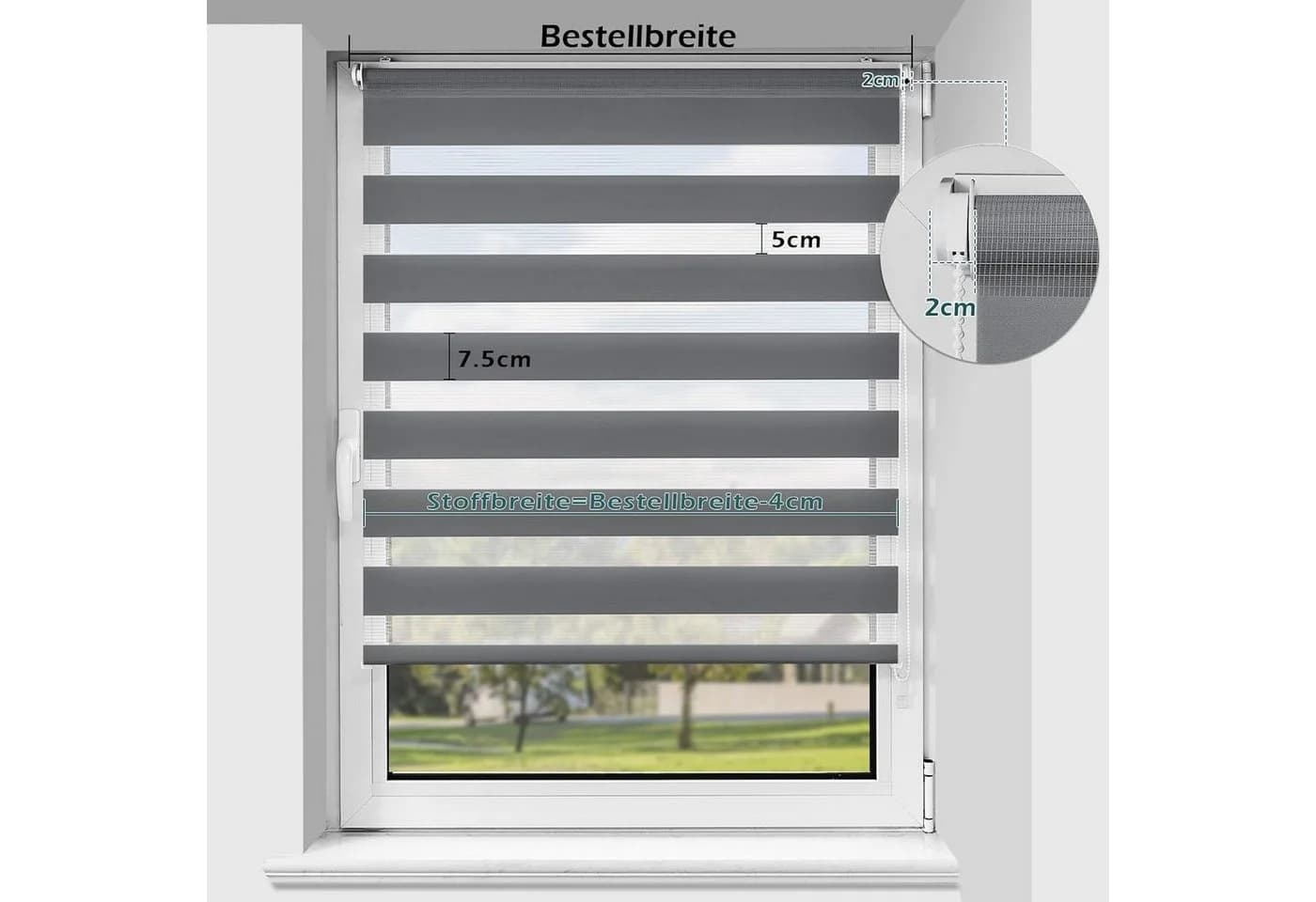 Doppelrollo Klemmfix ohne Bohren, Vkele, 230cm, Blickdicht für Fenster und Tür - Bild 5