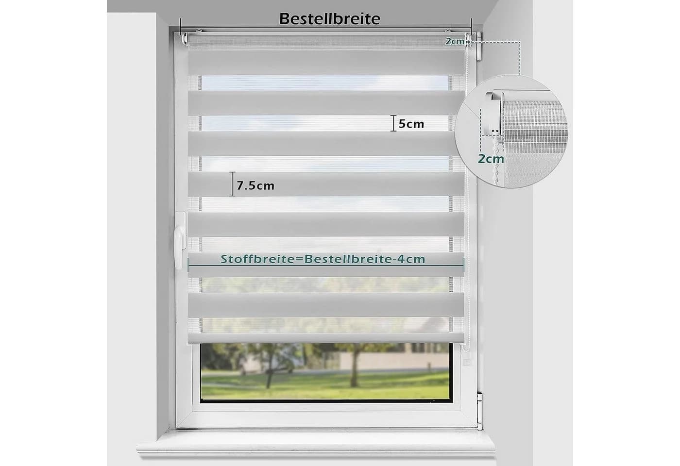 Vkele Doppelrollo Ohne Bohren Grau Blickdicht Klemmfix - Bild 5