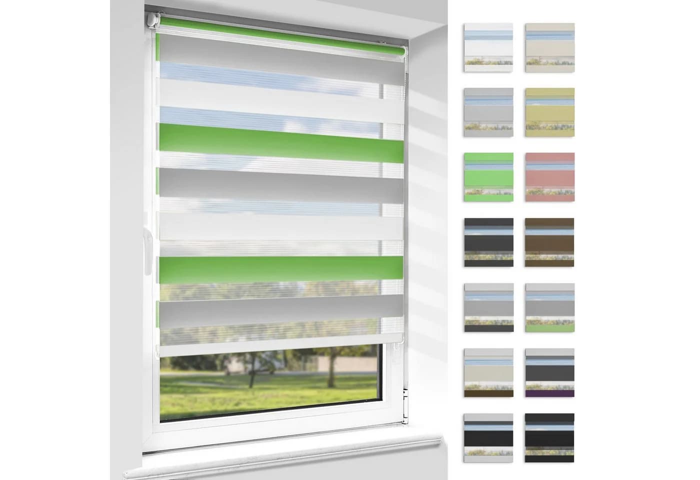 Doppelrollo 130cm/150cm Vkele Blickdicht Lichtschutz Freihängend - Bild 2