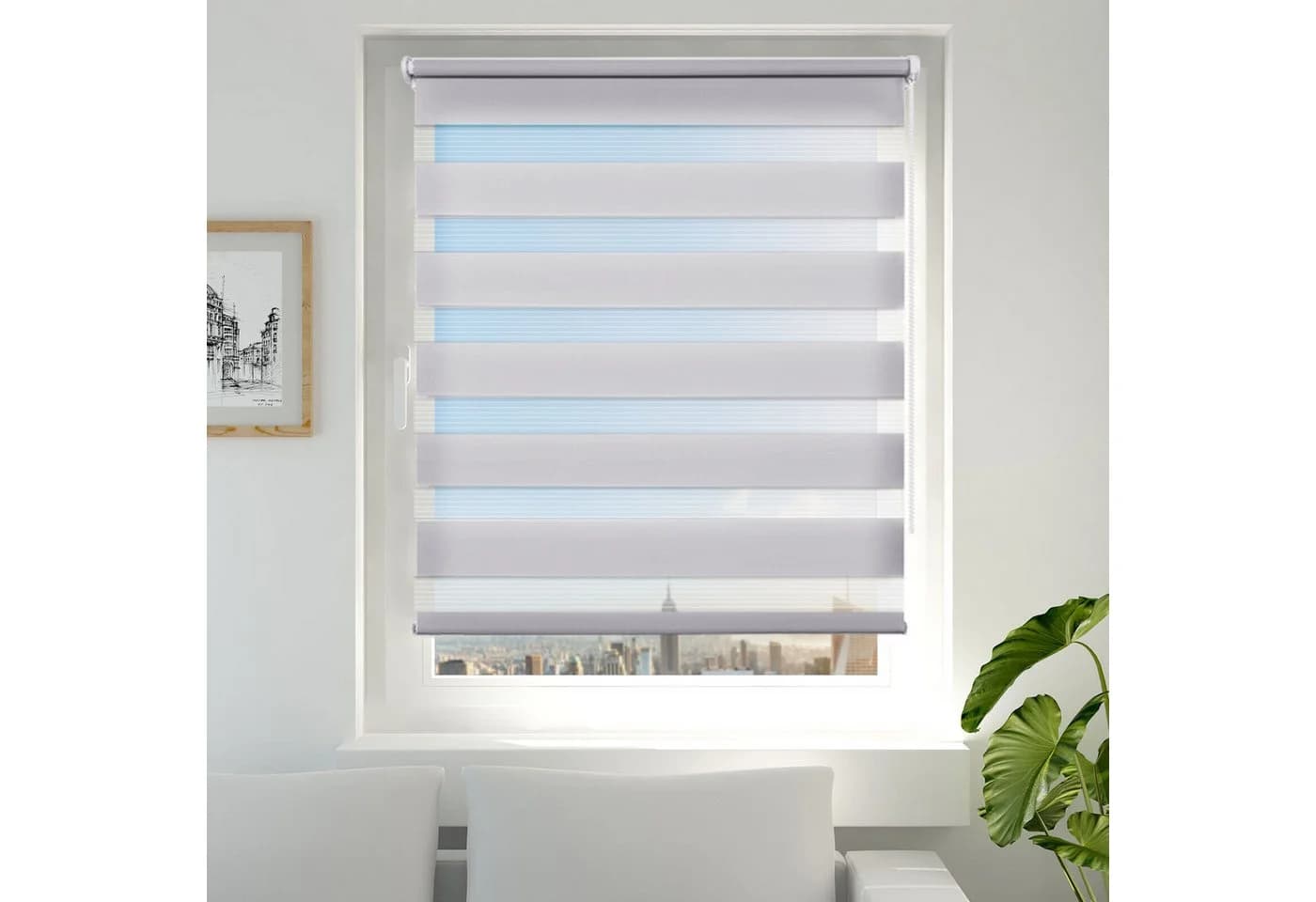 Vkele Doppelrollo Fensterrollo Grau Ohne Bohren Klemmfix - Bild 2