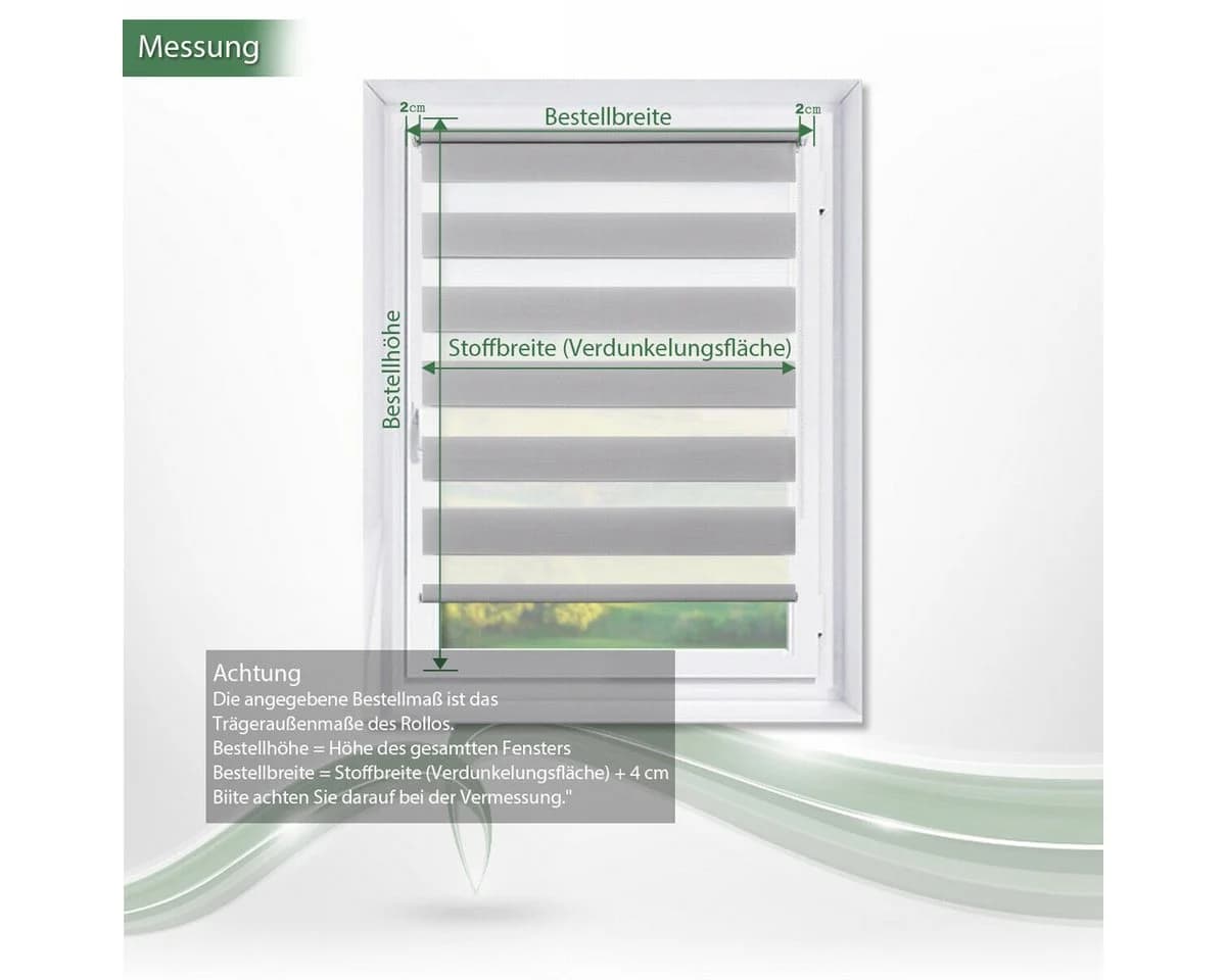 Vkele Doppelrollo Fensterrollo Grau Ohne Bohren Klemmfix - Bild 5