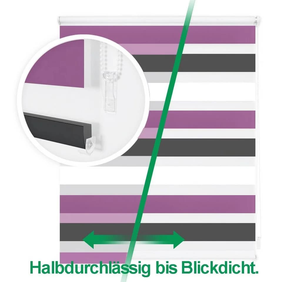 Doppelrollo Fensterrollos Ohne Bohren, Vkele, 130cm/160cm, Klemmfix, Klemmträger, Sonnenschutz, Lichtdurchlässig und Verdunkelnd