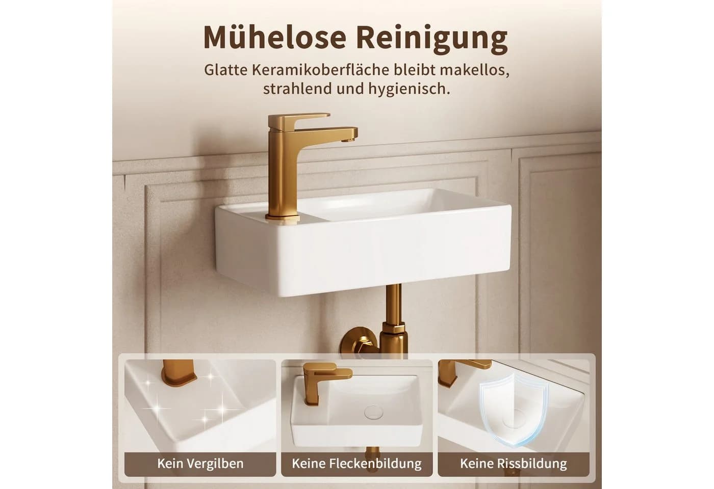 DeerValley Keramik-Wandwaschbecken 45,5 cm Weiß Modern - Bild 4