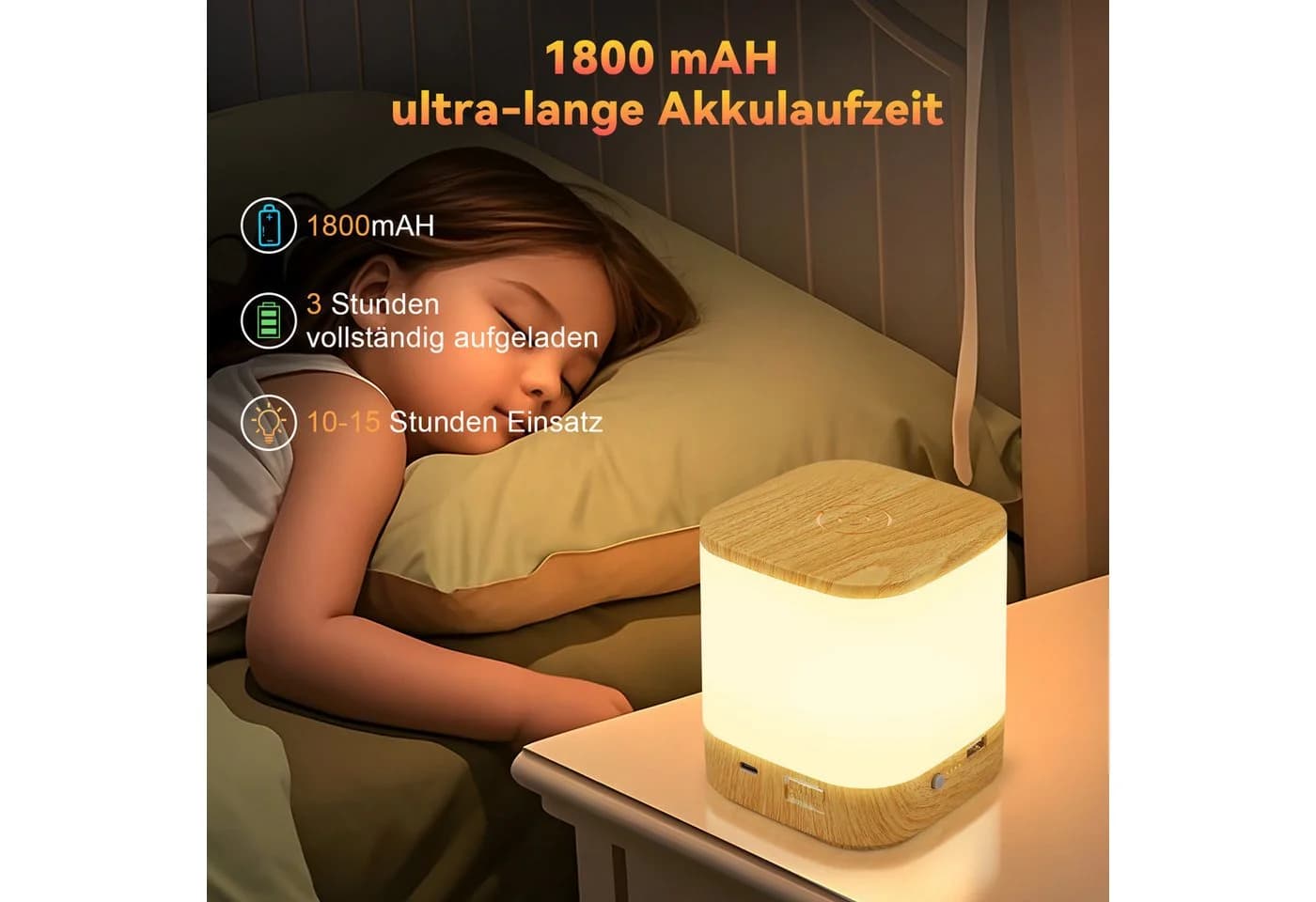 ZMH LED Tischleuchte Aufladbar mit 3 Farbtemperaturen & Timer