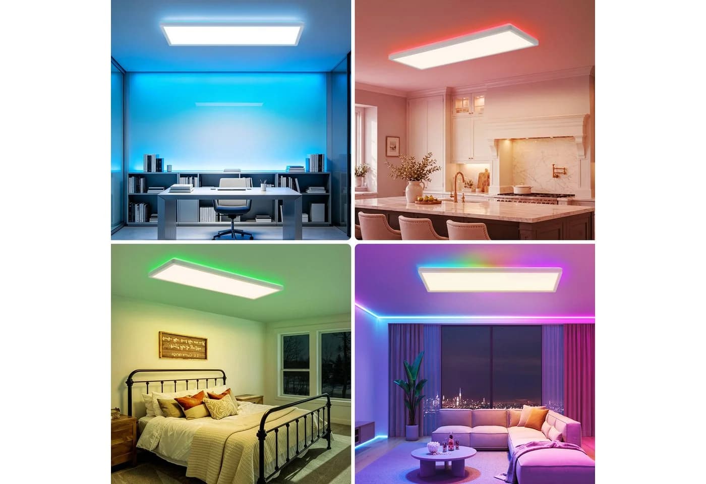 ZMH LED Deckenleuchte Modern Rechteck 22 W RGB CCT dimmbar Fernbedienung