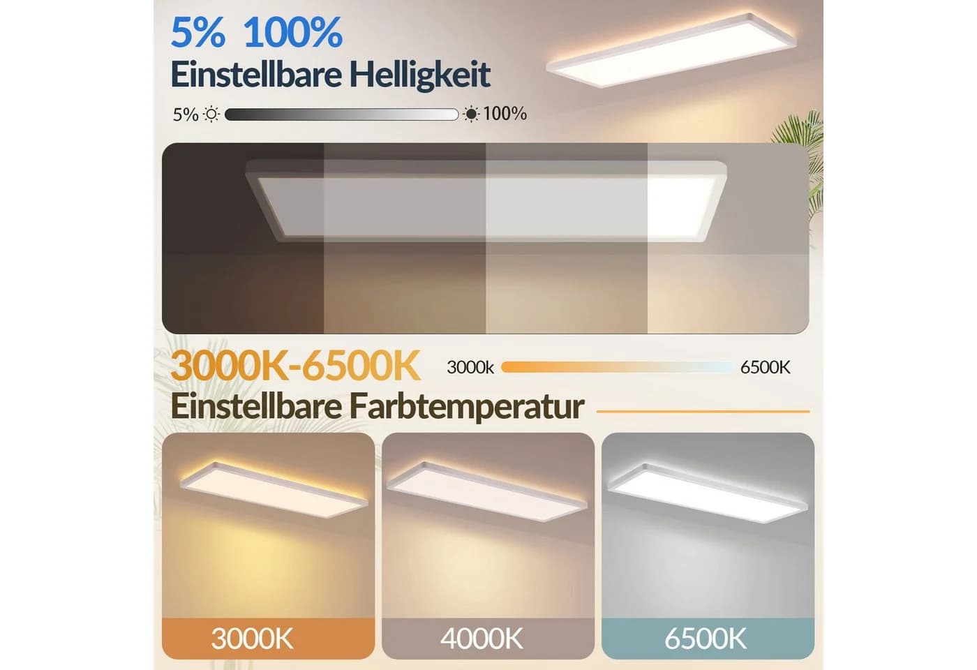 ZMH LED Deckenleuchte Modern Rechteck 22 W RGB CCT dimmbar Fernbedienung - Bild 4