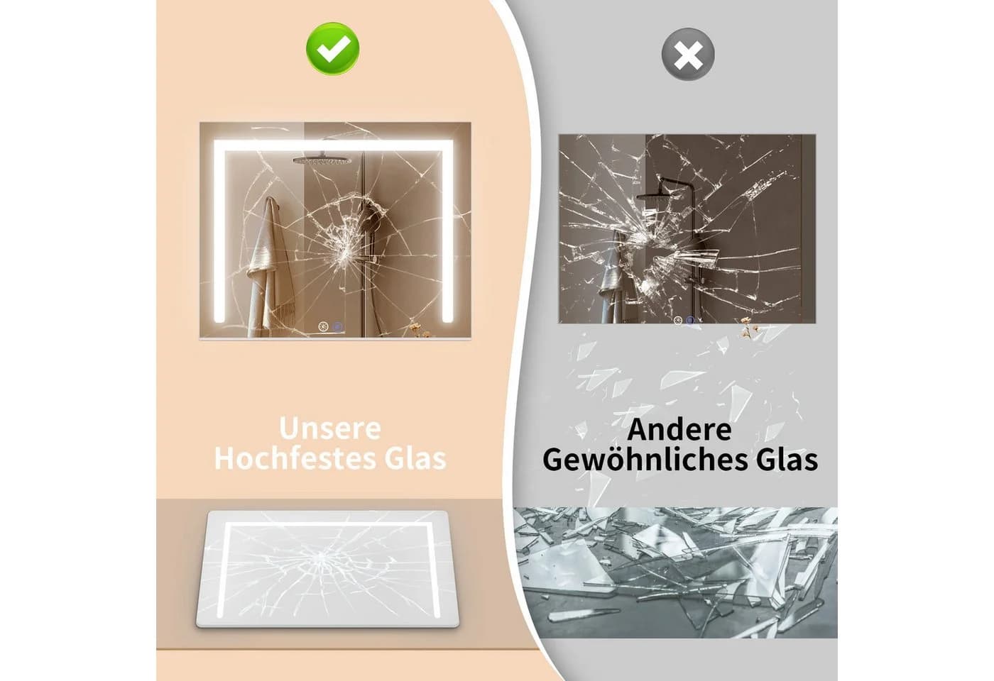 ZMH Schminkspiegel mit Beleuchtung Dimmbar 3 Farblichtmodi USB 5 Fächer Weiß - Bild 5