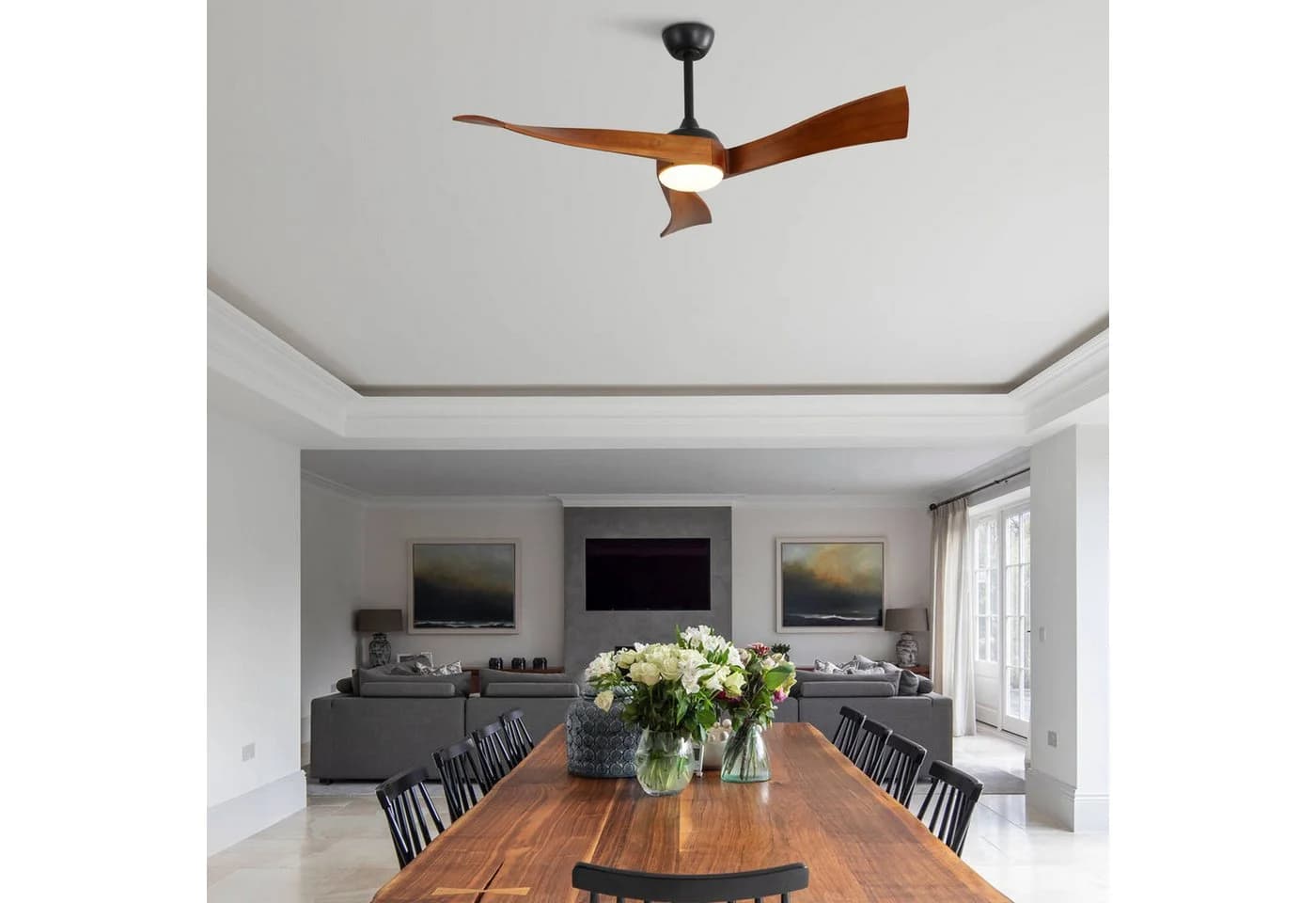 Rolipo Deckenventilator 132 cm mit LED Licht & Massivholzflügeln