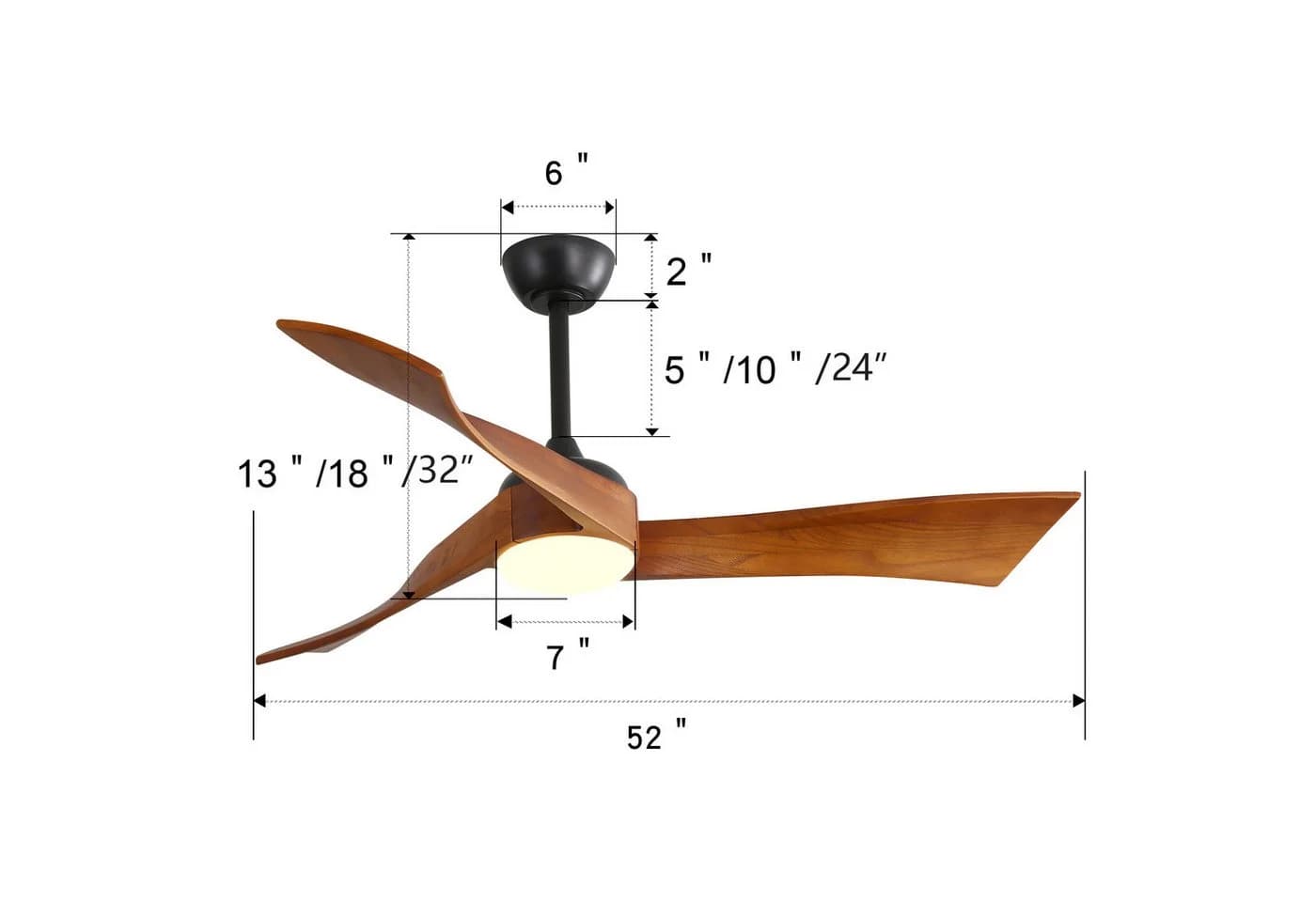 Rolipo Deckenventilator 132 cm mit LED Licht & Massivholzflügeln - Bild 4