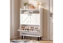 VOWNER Schuhschrank mit 2 Klappen, verstellbarem & abnehmbaren Regal, Holzbeinen, 75 x 24 x 113 cm, für Eingang/Flur Bild 2