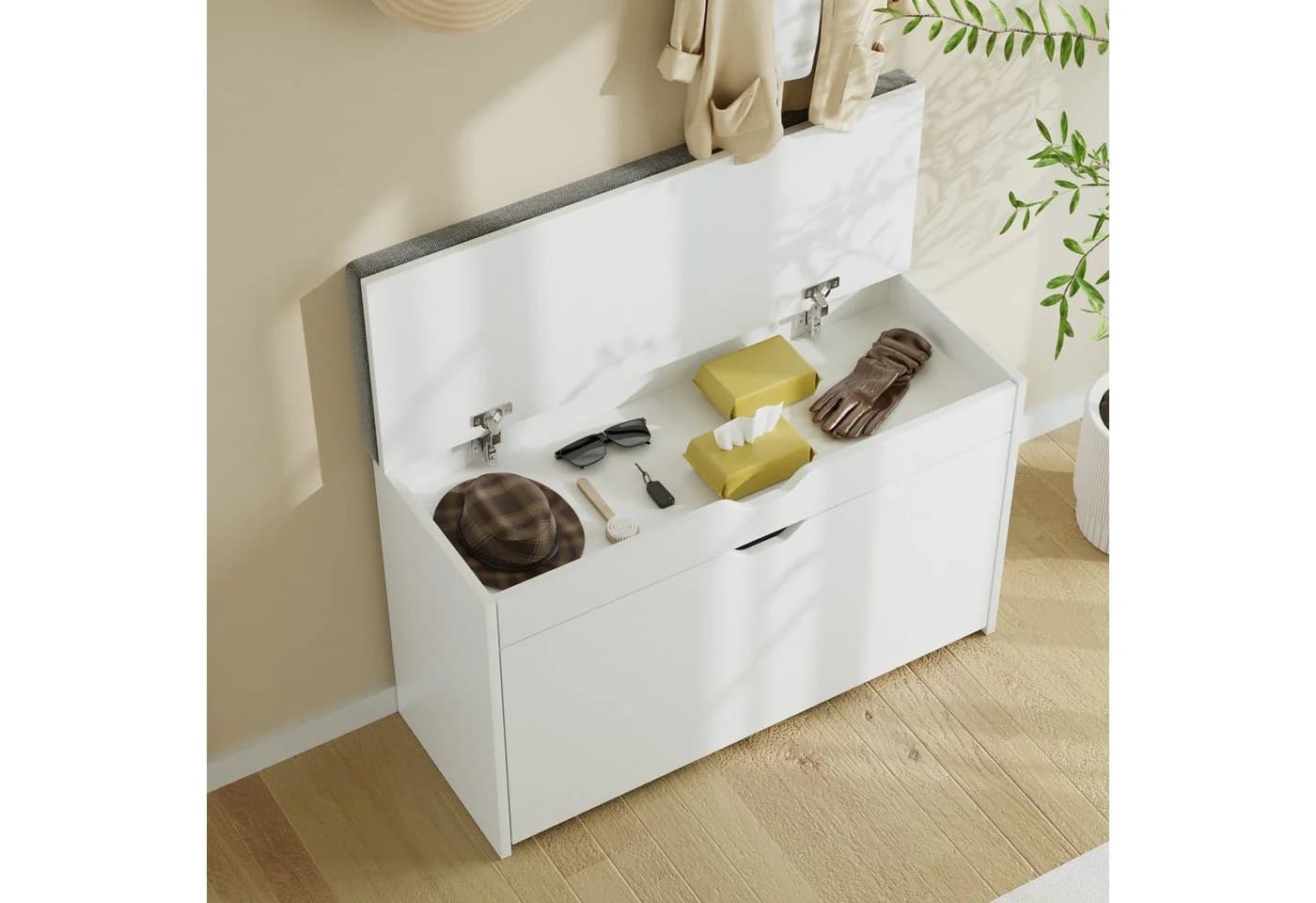 VOWNER Schuhschrank mit Klappen Weiß 3 Ebenen 81x31x55 cm - Bild 3