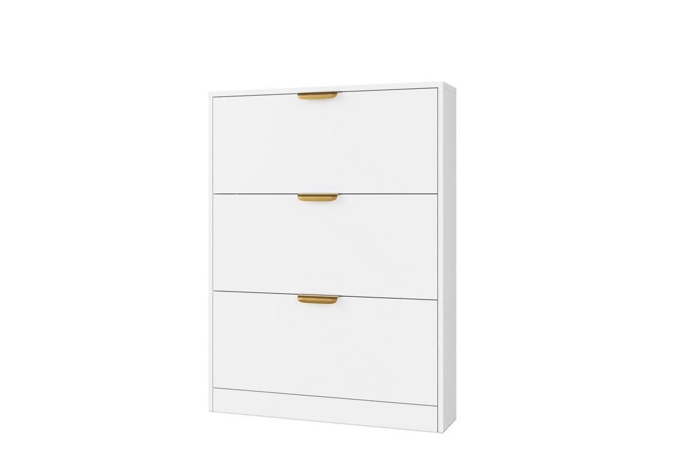 VOWNER Schuhschrank, 3 Klappen, 6 Fächer, verstellbare Ablage, 80 x 24 x 107 cm - Bild 3