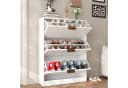 VOWNER Schuhschrank, 3 Klappen, 6 Fächer, verstellbare Ablage, 80 x 24 x 107 cm Bild 4