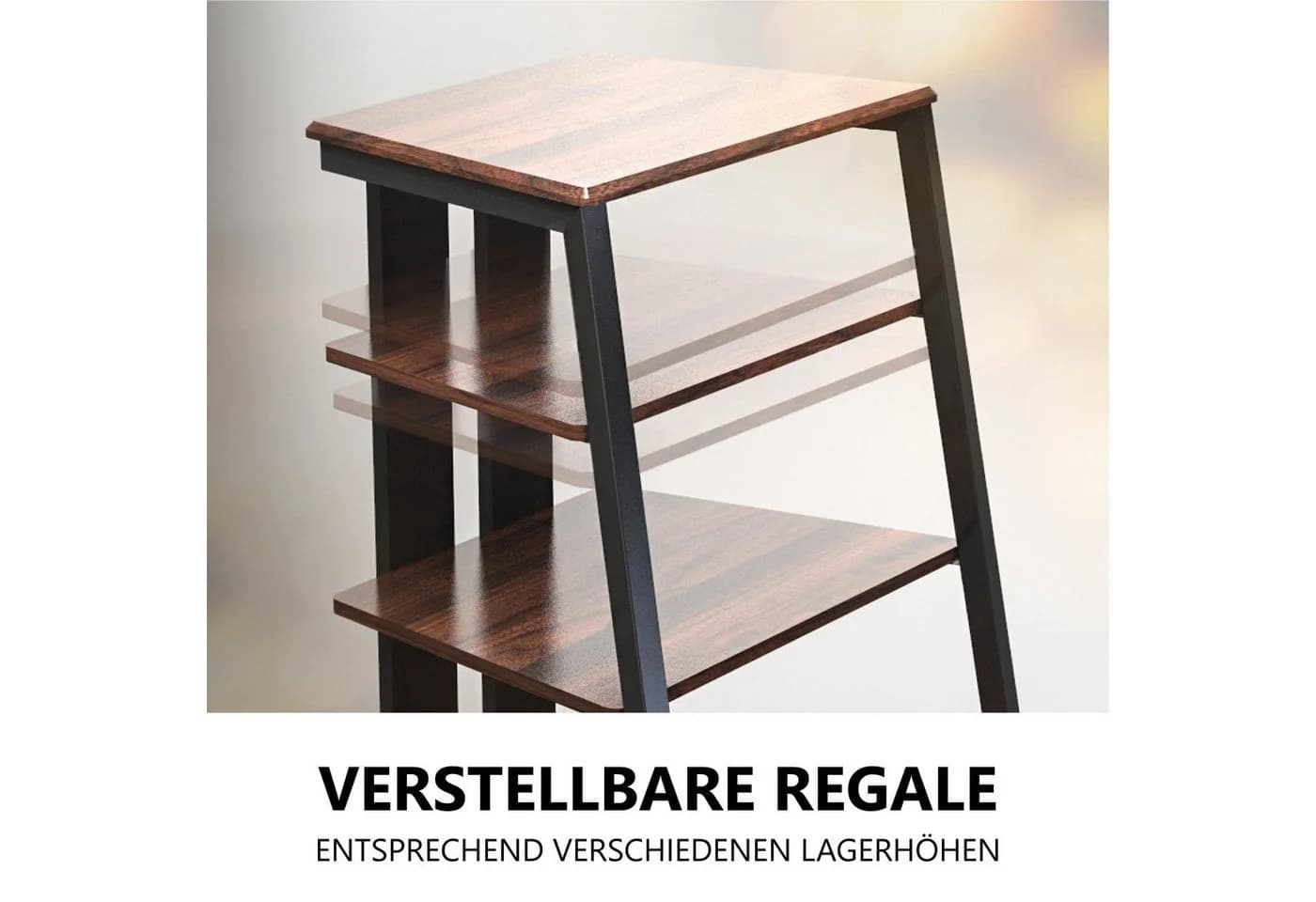 FITUEYES TV-Regal HiFi Rack aus Holz und Metall 610x518x780mm - Bild 3