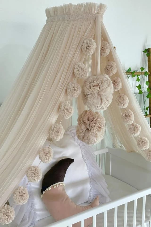 Baby Fancyroom Betthimmel 12 Meter Tüll Beige Kinderbett - Bild 2