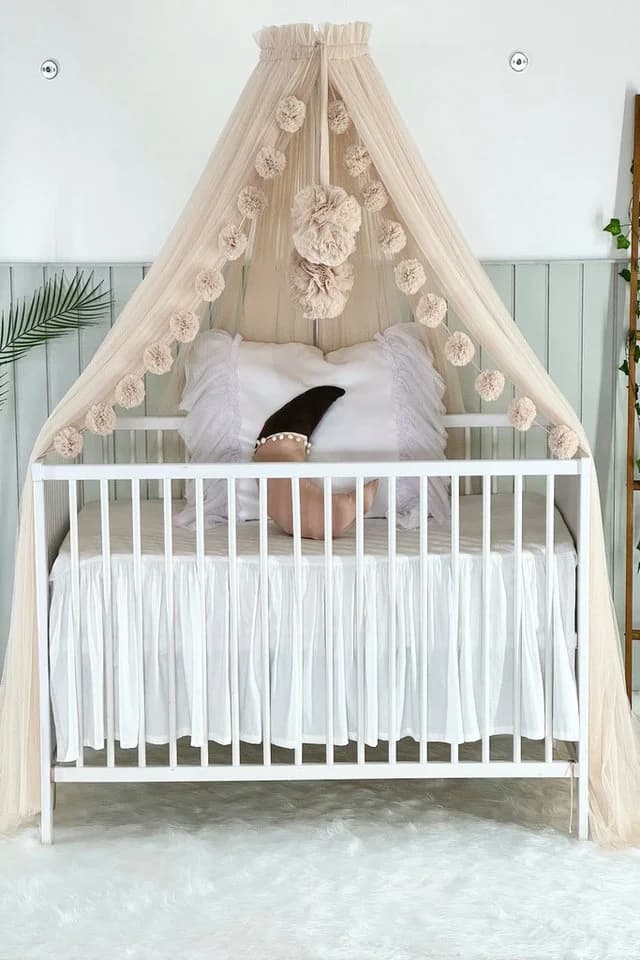 Baby Fancyroom Betthimmel 12 Meter Tüll Beige Kinderbett - Bild 3