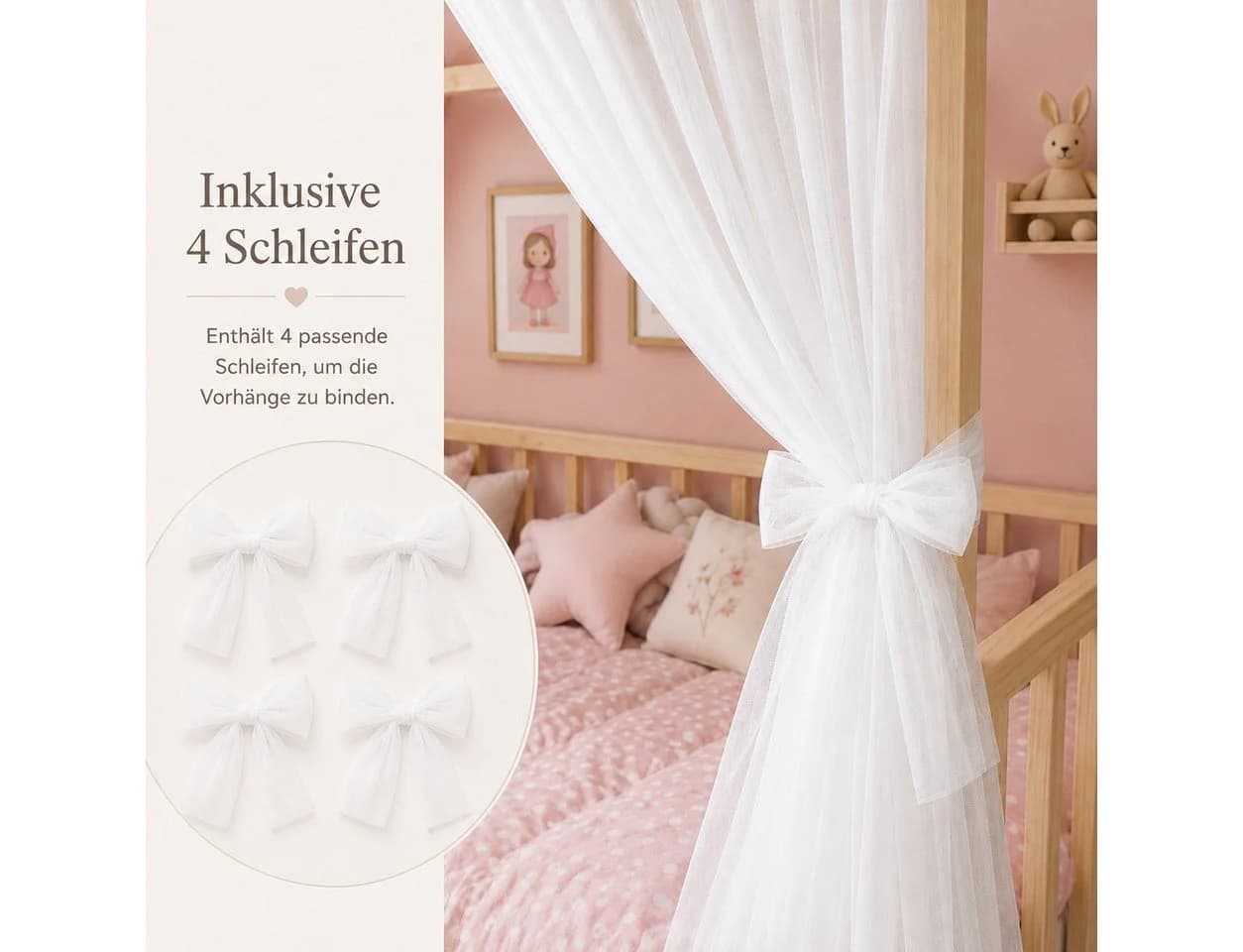 Baby Fancyroom Betthimmel Tüll Hausbett Kinderbett 2 Stück 340cm 380cm Montessori
