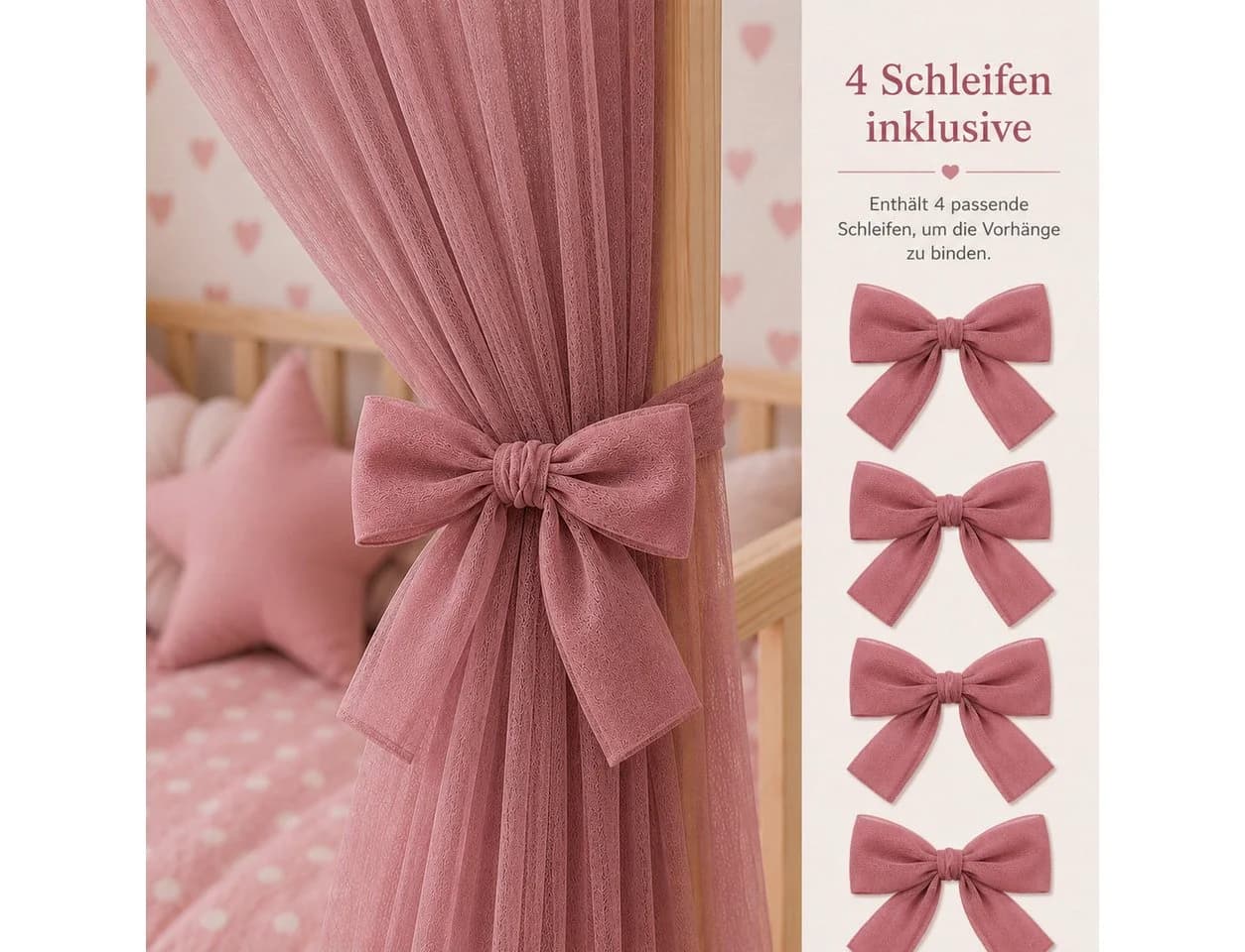 Baby Fancyroom Betthimmel Tüll Hausbett Kinderbett 2 Stück 340cm 380cm Montessori - Bild 4