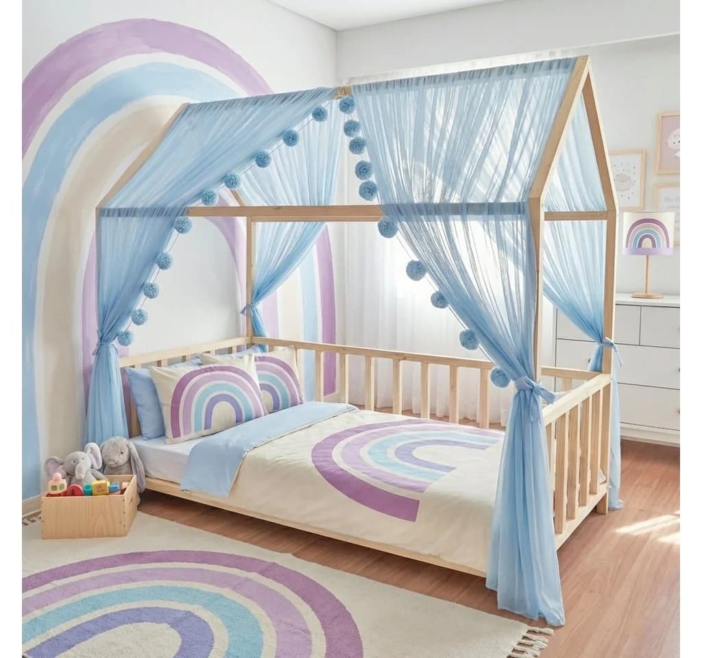 Baby Fancyroom Betthimmel Tüll für Montessori Hausbett Blau - Bild 3