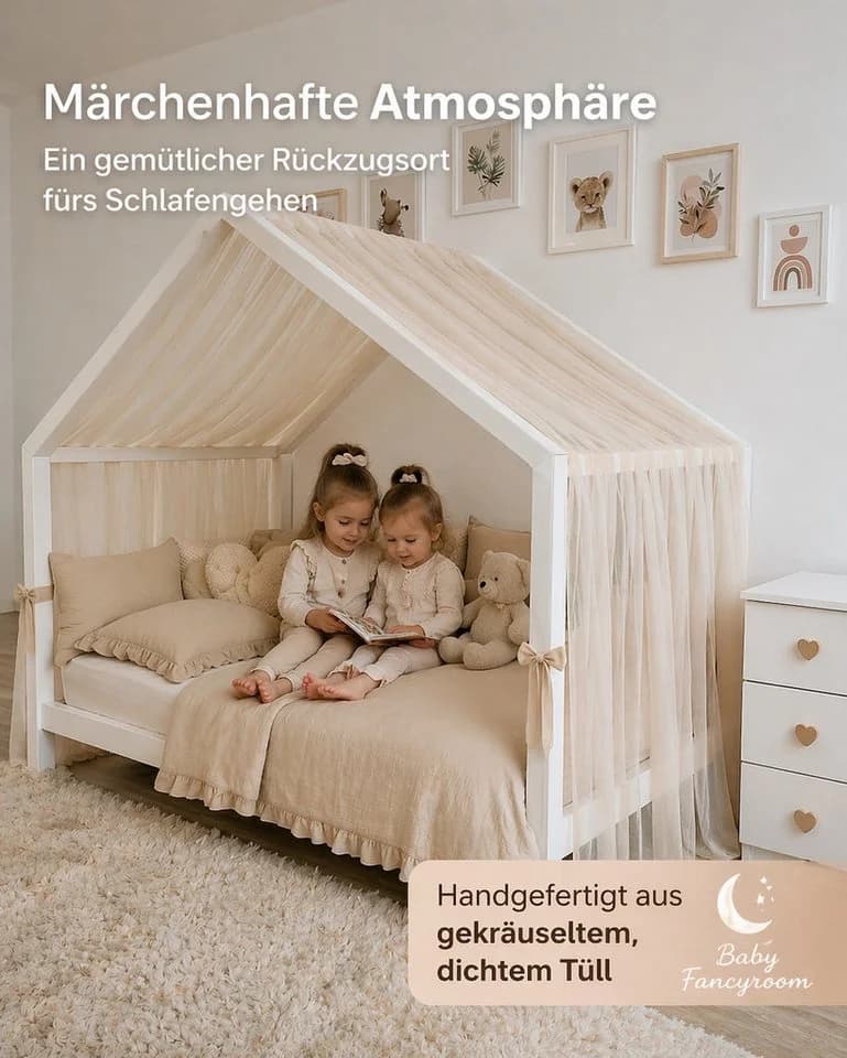 Premium Tüll Betthimmel Hausbett Baldachin für Kinderzimmer - Bild 3