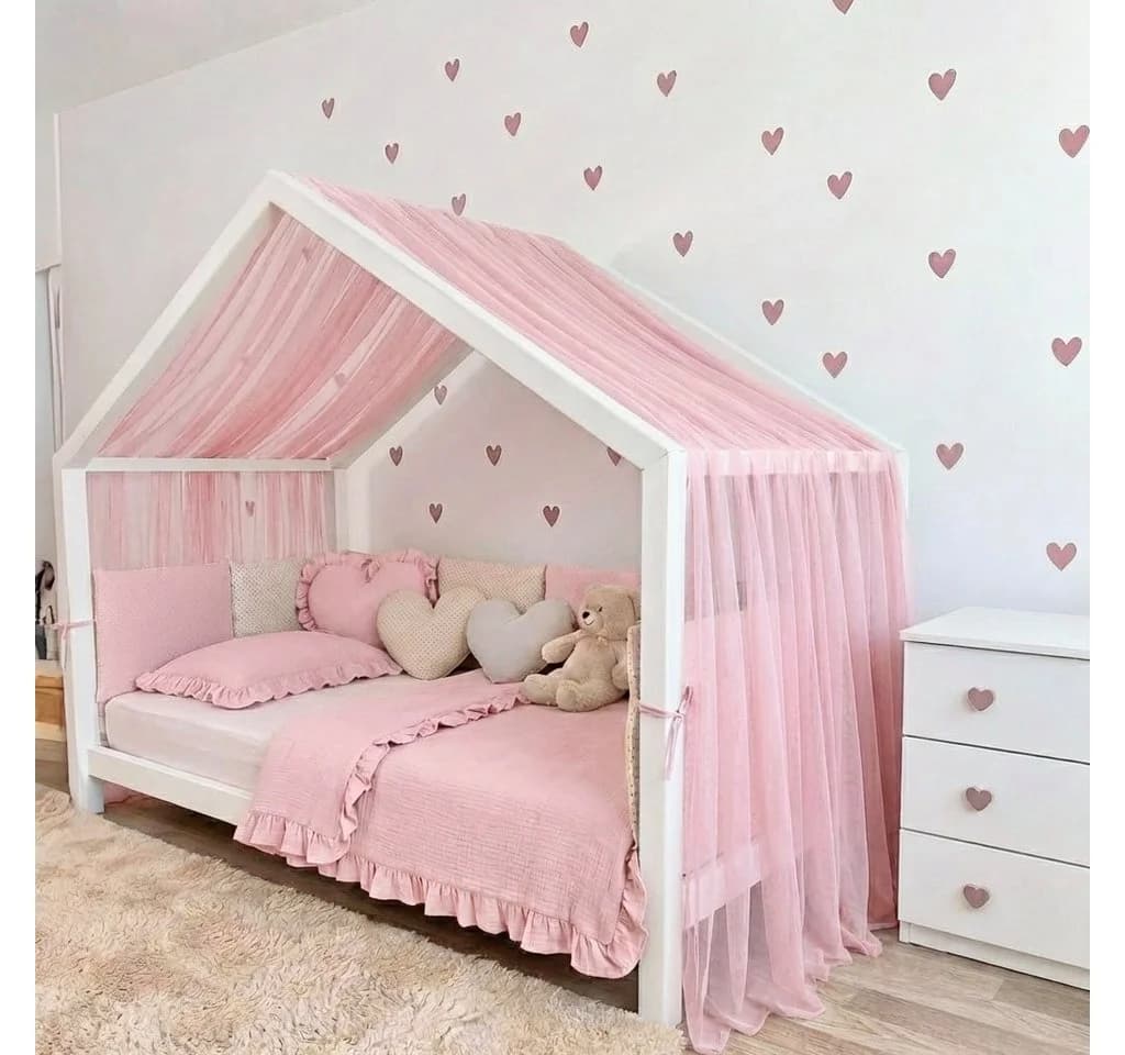 Baby Fancyroom Betthimmel Premium Hausbett Rosa Tüll - Bild 2