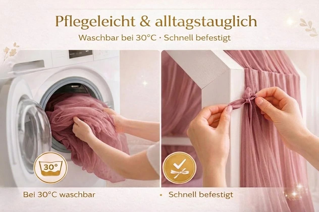 Baby Fancyroom Betthimmel Premium Hausbett Rosa Tüll - Bild 5