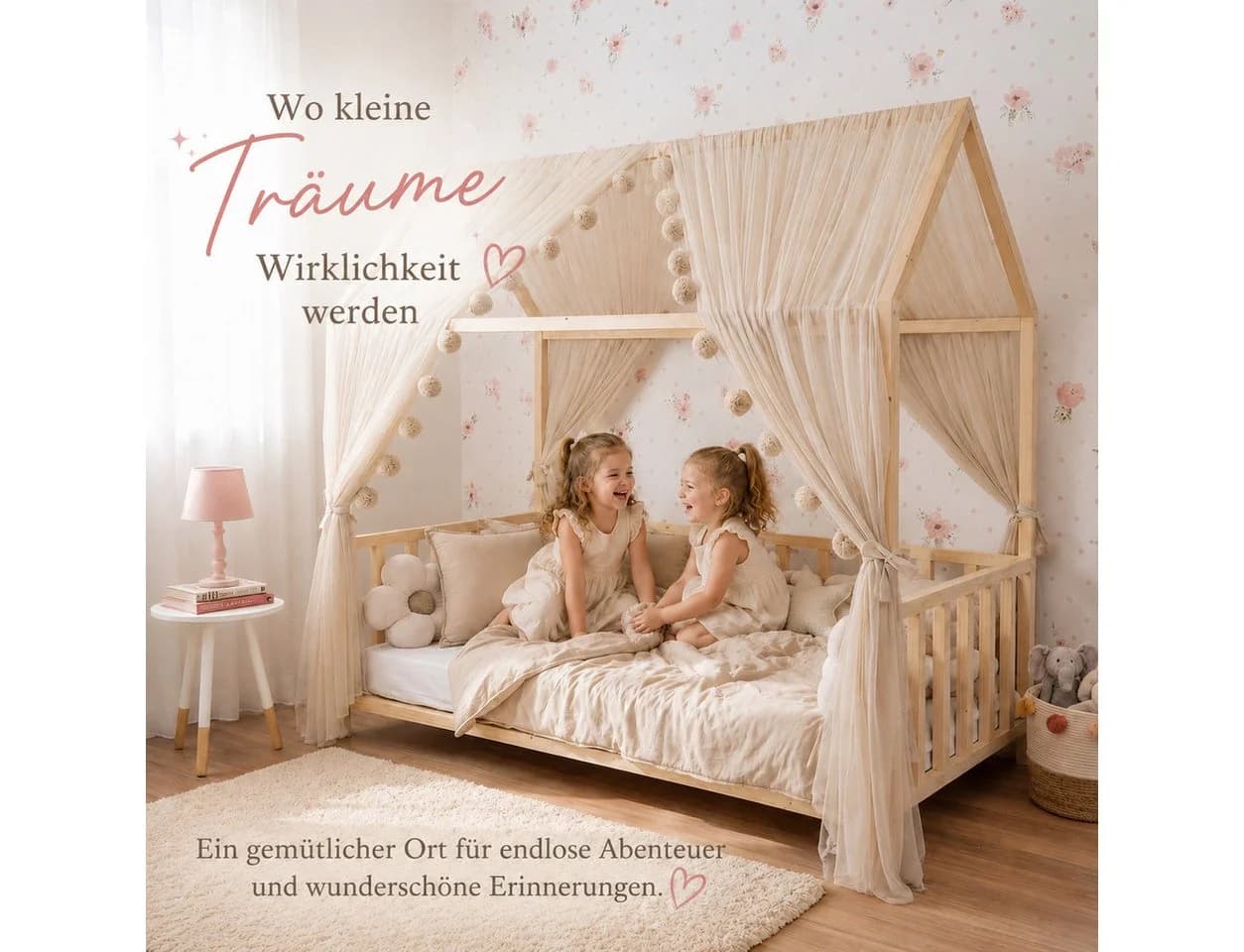 Baby Fancyroom Betthimmel Tüll Hausbett Kinderbett 2 Stück 340cm 380cm Montessori - Bild 2