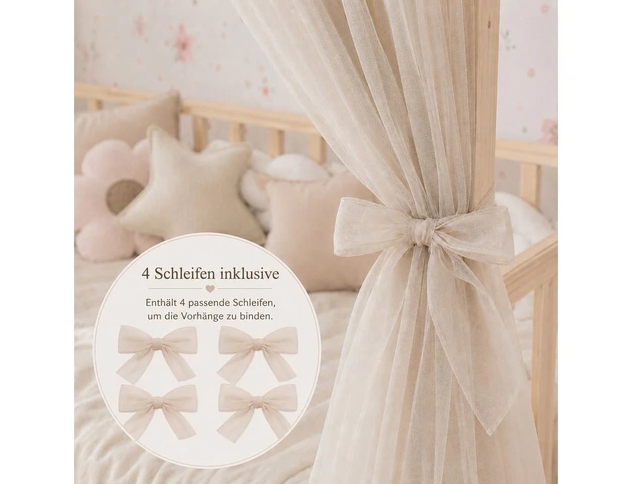 Baby Fancyroom Betthimmel Tüll Hausbett Kinderbett 2 Stück 340cm 380cm Montessori - Bild 5