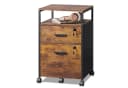 DEVAISE Aktenschrank Rollcontainer Retro Braun mit 2 Schubladen Bild 2